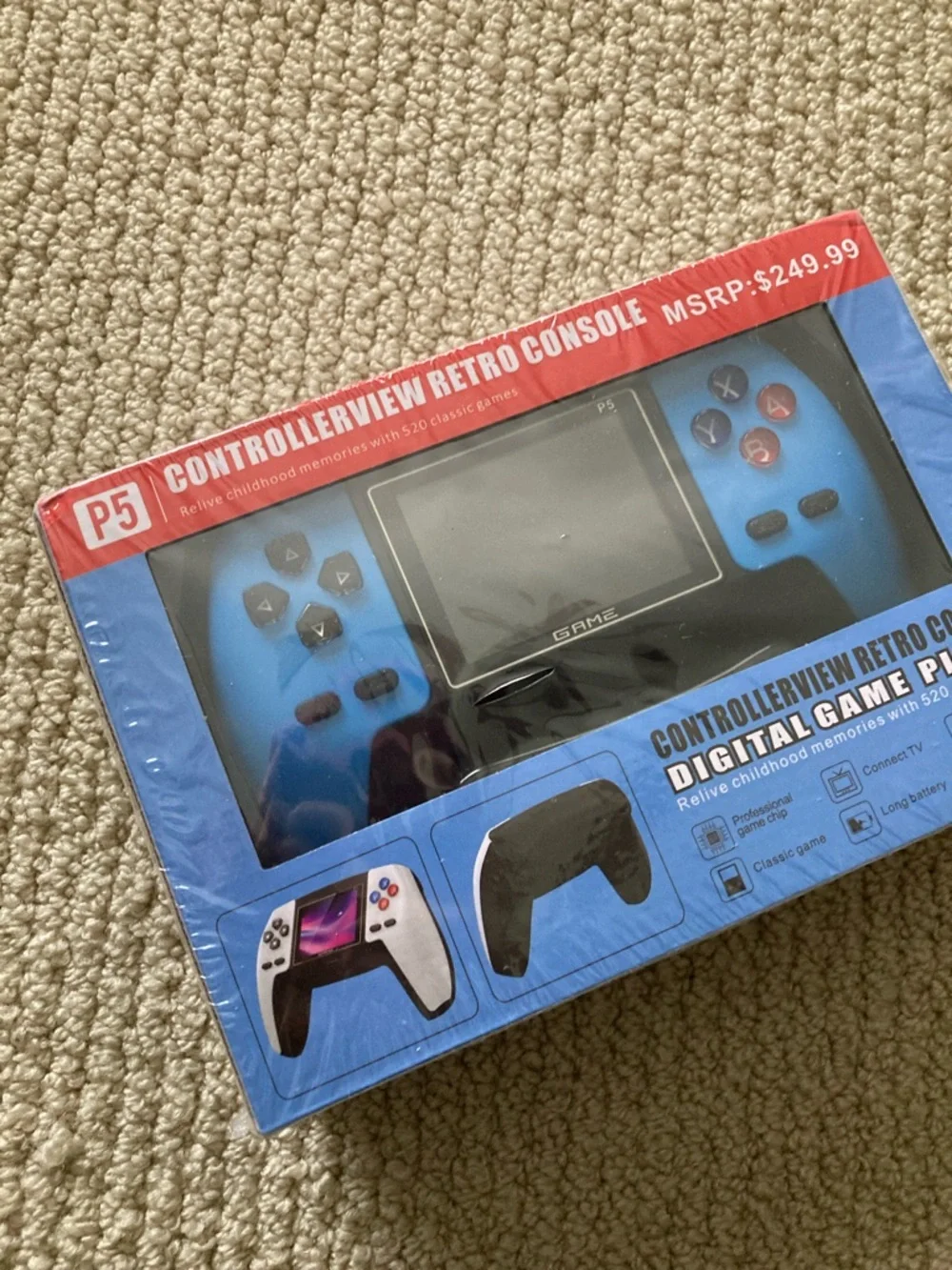 P5 Gaming Controller Retro Console Handheld Digital Game Player Blue NIB